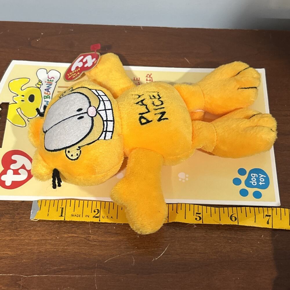 GARFIELD the Cat Bite Me - TY Bow Wow Beanie Babies - 7.5 inch - Dog Toy NEW - Picture 5 of 5